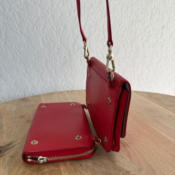 Furla 2 in 1 Zippy Wallet Pouch Crossbody Red Bag - Picture 8 of 12